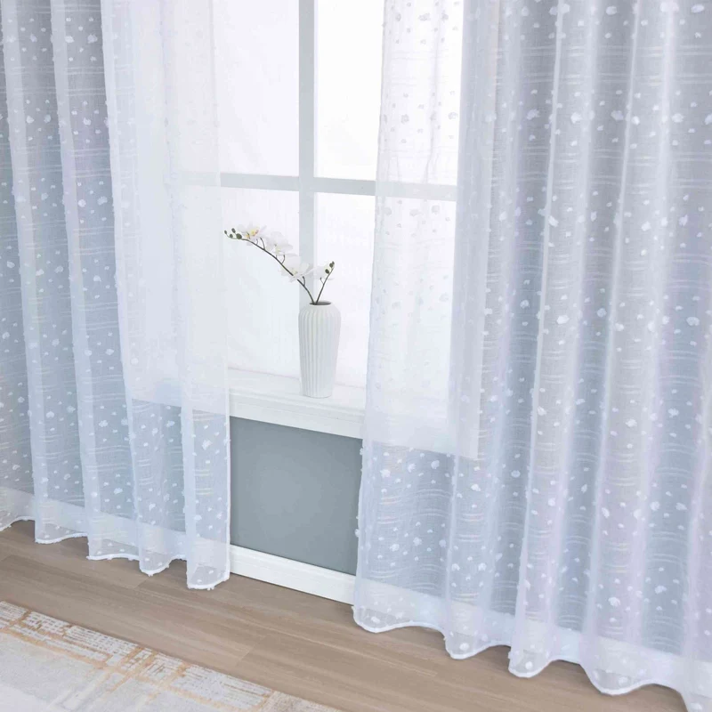 Gardine HxB 245x140 cm Natur Pompom »VALENCIA« Multiband Aufhängung Scherli Transparent Leinen-Optik 2023400