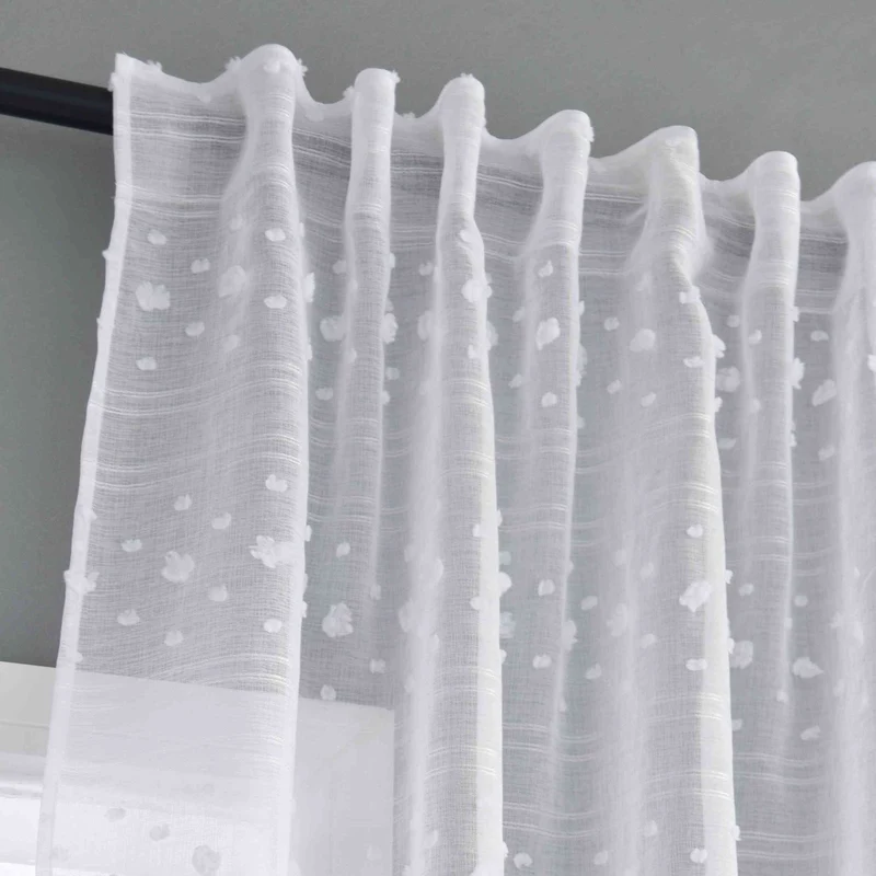 Gardine HxB 245x140 cm Natur Pompom »VALENCIA« Multiband Aufhängung Scherli Transparent Leinen-Optik 2023400