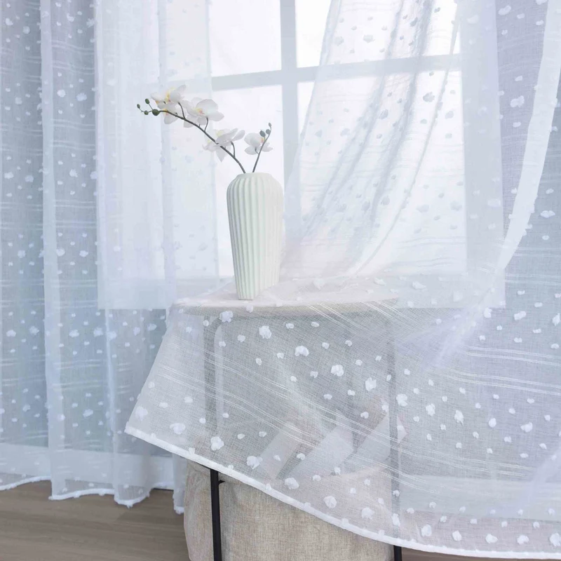 Gardine HxB 245x140 cm Natur Pompom »VALENCIA« Multiband Aufhängung Scherli Transparent Leinen-Optik 2023400