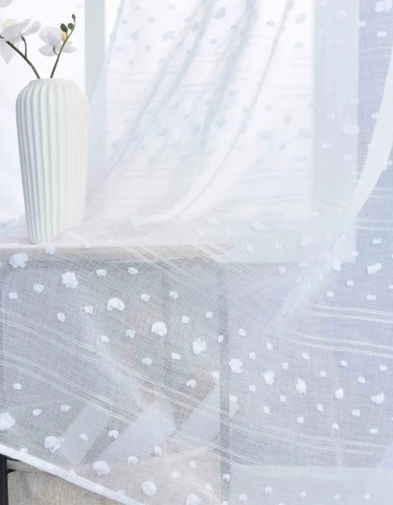 Gardine HxB 245x140 cm Natur Pompom »VALENCIA« Multiband Aufhängung Scherli Transparent Leinen-Optik 2023400