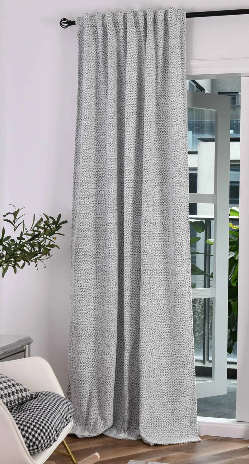 Vorhang Chenille Vorhang Bouclé-Struktur HxB 245x140 cm Weiß Schwarz »MONTANA« Multiband-Aufhängung Pflegeleicht 2023330