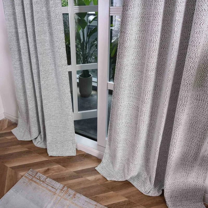 Vorhang Chenille Vorhang Bouclé-Struktur HxB 245x140 cm Weiß Schwarz »MONTANA« Multiband-Aufhängung Pflegeleicht 2023330