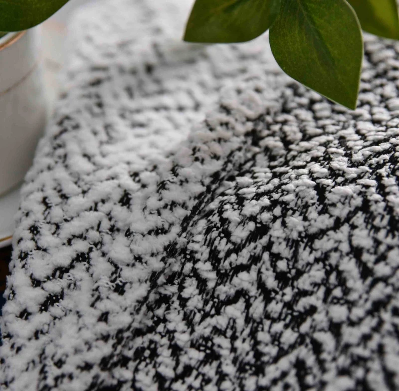 Vorhang Chenille Vorhang Bouclé-Struktur HxB 245x140 cm Weiß Schwarz »MONTANA« Multiband-Aufhängung Pflegeleicht 2023330