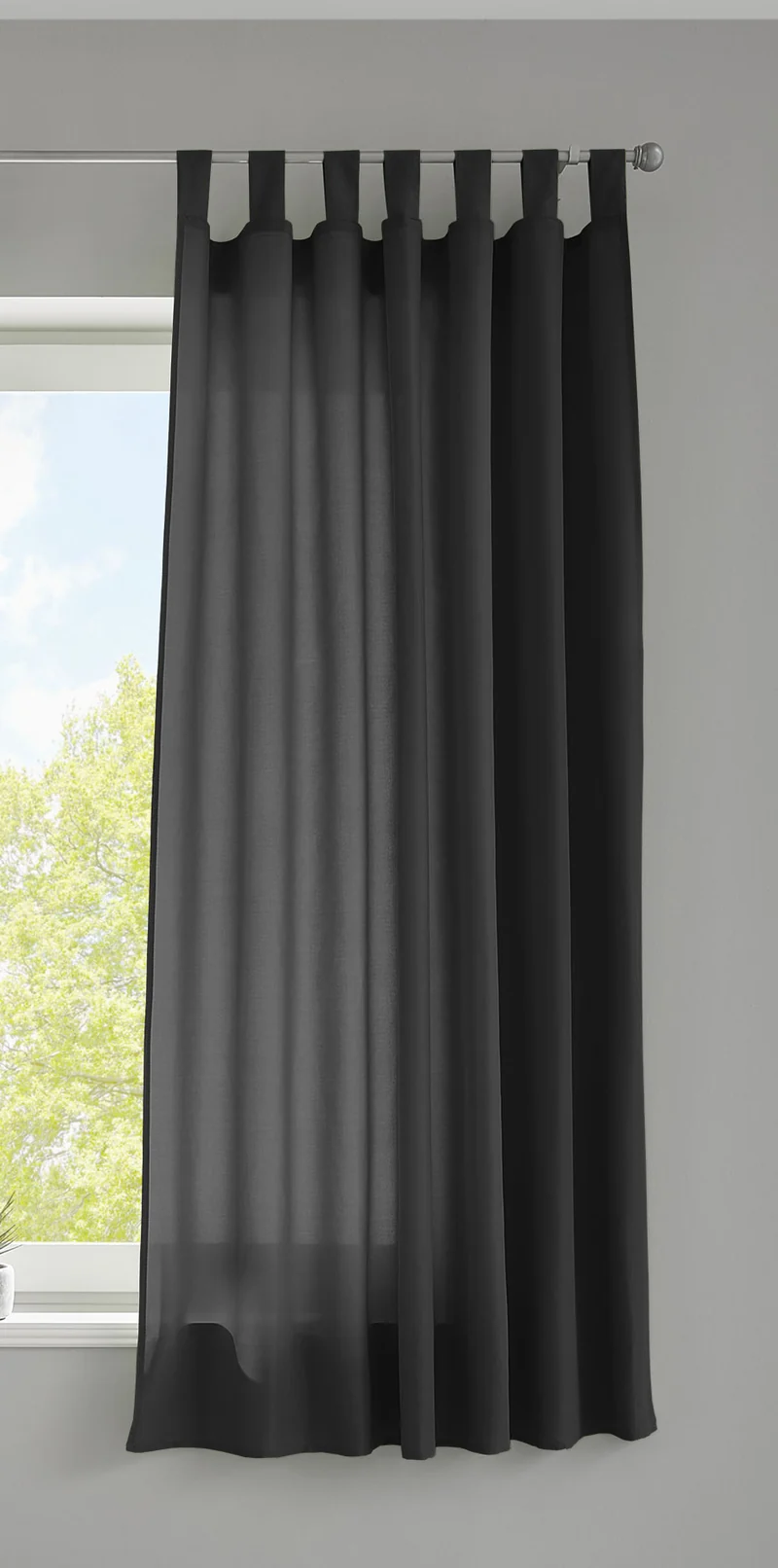 1er Set Vorhang Schal Schlaufen »Berlin« Microsatin Lichtdurchlässig Kräuselband Uni Matt 20400N