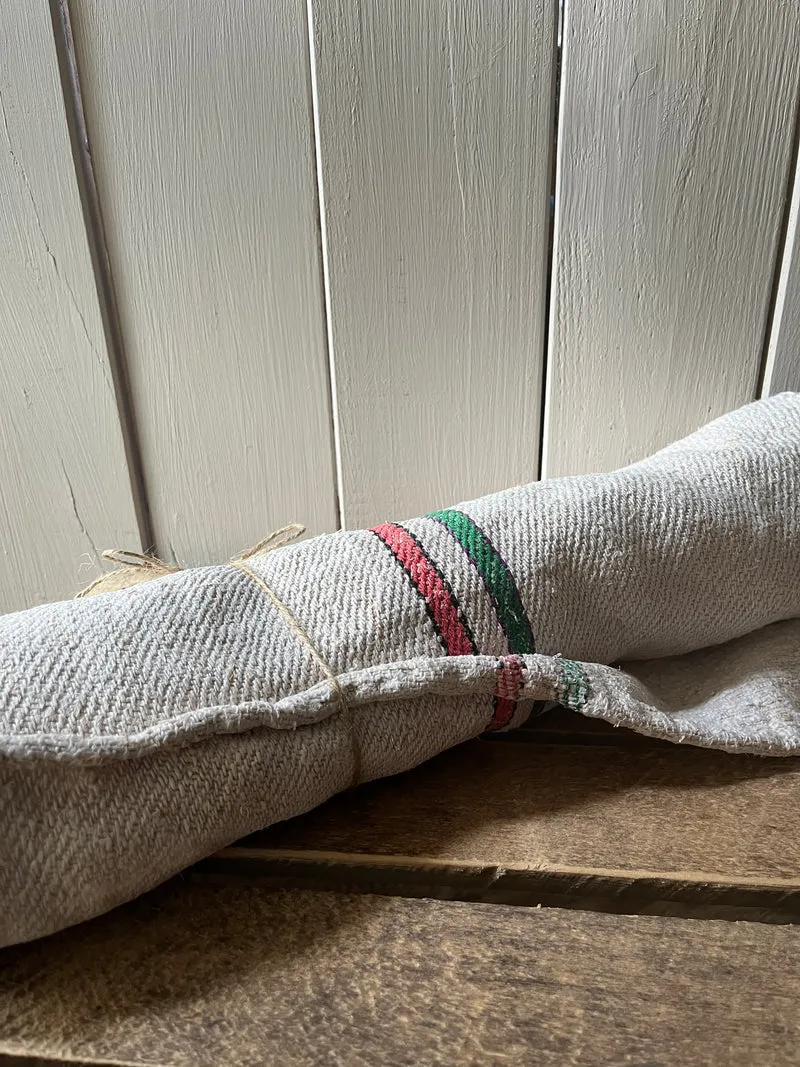 2,25 Meter seltenes, schweres Sackleinen mit Streifen