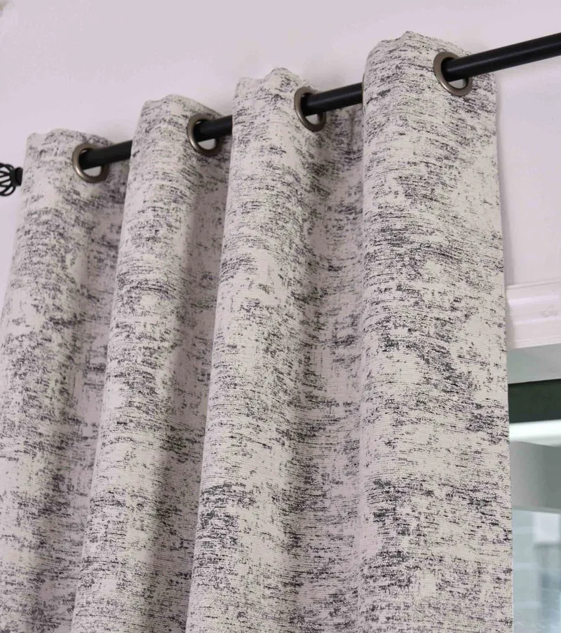 Vorhang Wendevorhang HxB 245x140 cm Creme Schwarz Jacquard-Muster »VENEDIG« Beidseitig Nutzbar Hell/Dunkel Kunststoffösen Flexibles Raumdesign 2023310
