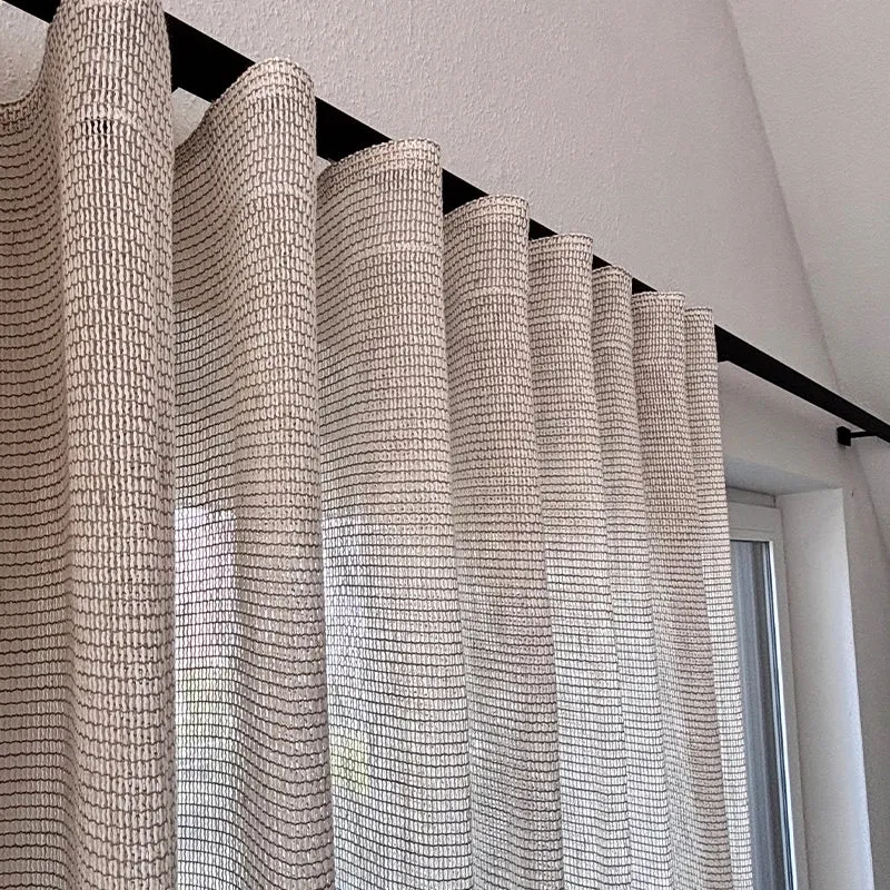 Marble – natürlicher Vorhang halbtransparent nach Maß mit moderner Netzstruktur in Naturtönen