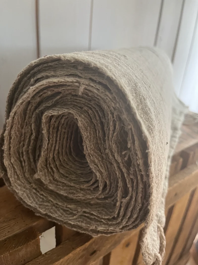 Seltenes Leinen um 1890: 6,6 Meter handgewebt mit Rautenmuster