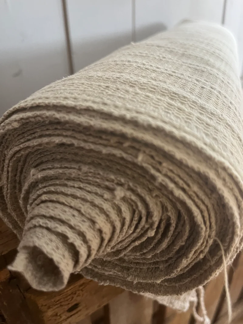 Seltenes Leinen um 1890: 5,8 Meter handgewebt mit Muster