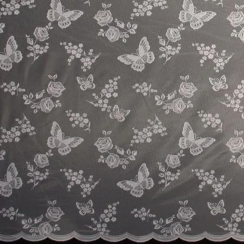 Jacquard Store "Schmetterlinge" weiß 145x450 cm - Fertiggardine von Albani