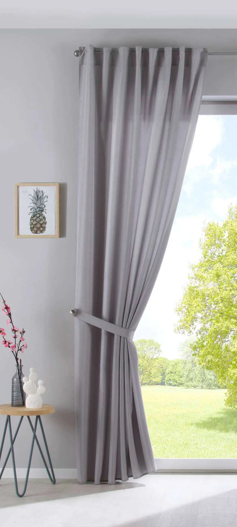 Vorhang Verdeckte Schlaufen Cationic »JENA« Blickdicht Leinen Optik Gardine Meliert Gardinenband mit Raffhalter 2019037