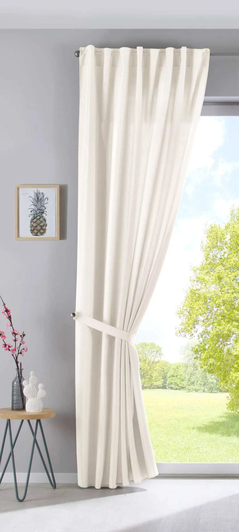 Vorhang Verdeckte Schlaufen Cationic »JENA« Blickdicht Leinen Optik Gardine Meliert Gardinenband mit Raffhalter 2019037