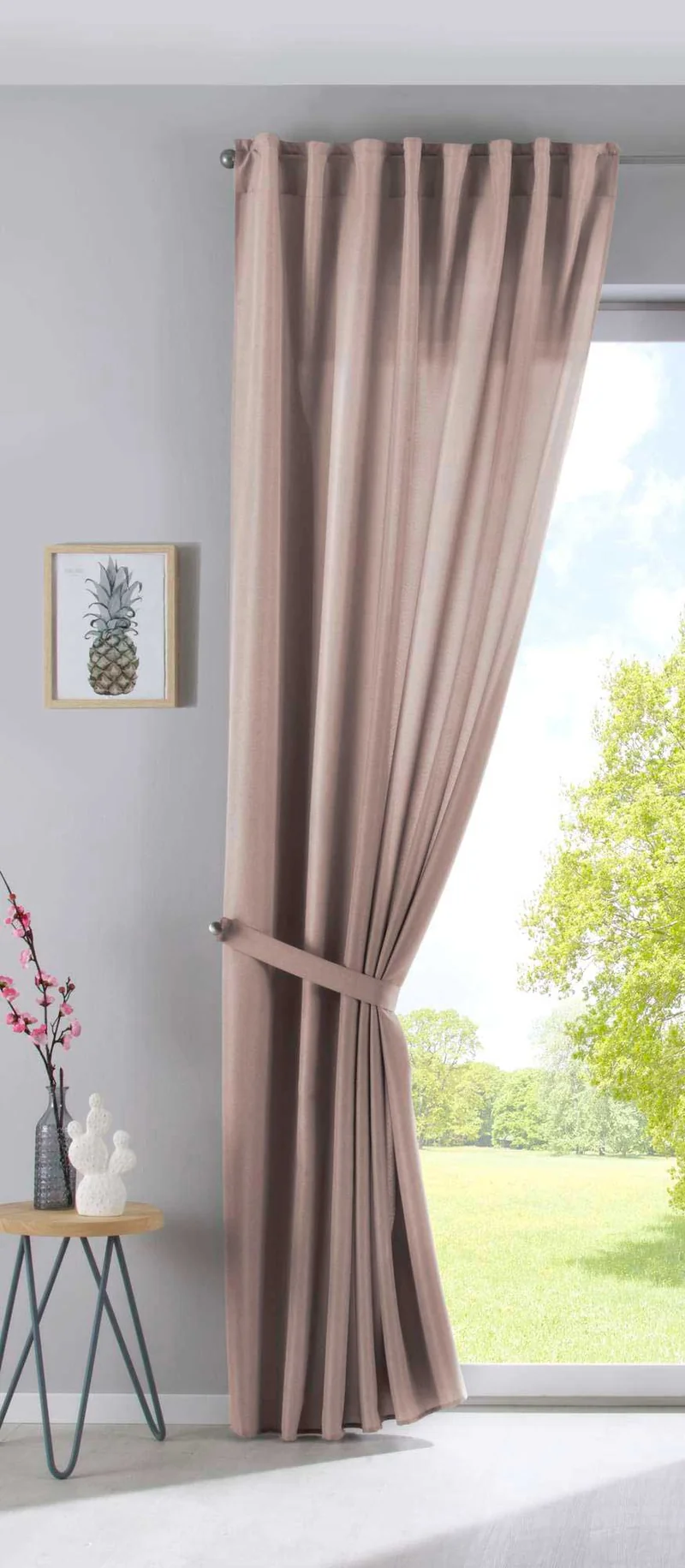 Vorhang Verdeckte Schlaufen Cationic »JENA« Blickdicht Leinen Optik Gardine Meliert Gardinenband mit Raffhalter 2019037
