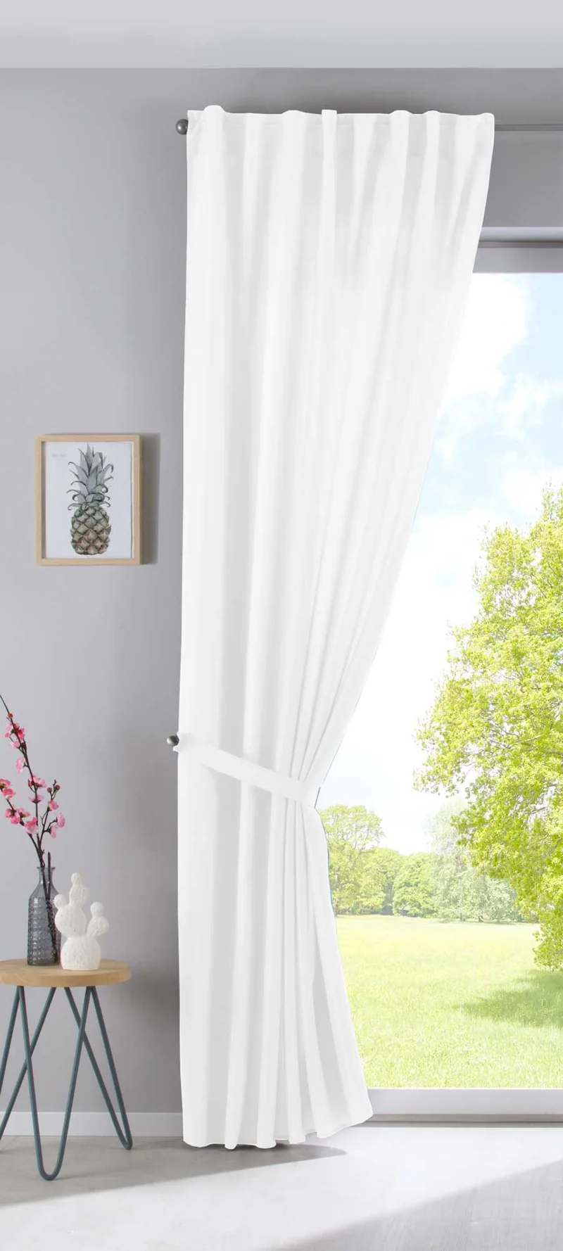 Vorhang Verdeckte Schlaufen Cationic »JENA« Blickdicht Leinen Optik Gardine Meliert Gardinenband mit Raffhalter 2019037