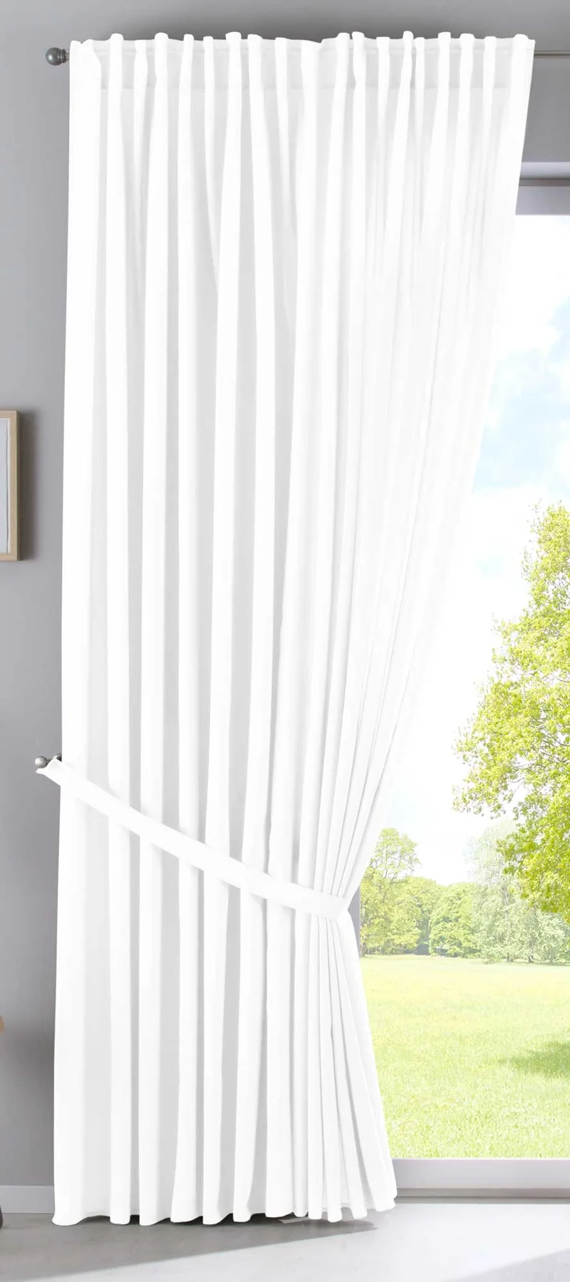 Vorhang Verdeckte Schlaufen Cationic »JENA« Blickdicht Leinen Optik Gardine Meliert Gardinenband mit Raffhalter 2019037