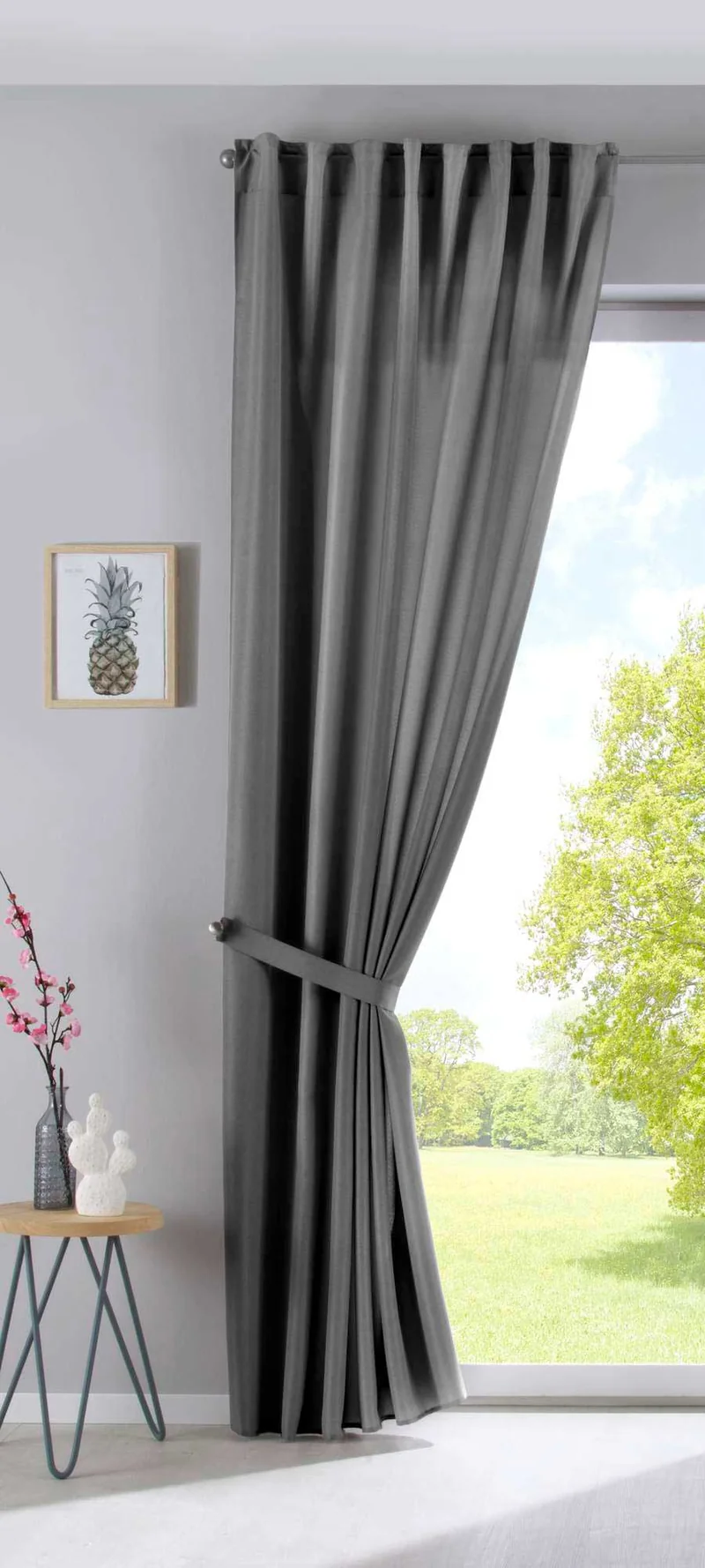 Vorhang Verdeckte Schlaufen Cationic »JENA« Blickdicht Leinen Optik Gardine Meliert Gardinenband mit Raffhalter 2019037