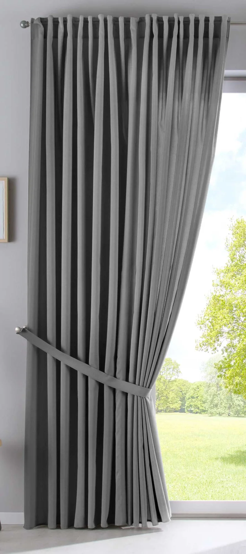 Vorhang Verdeckte Schlaufen Cationic »JENA« Blickdicht Leinen Optik Gardine Meliert Gardinenband mit Raffhalter 2019037