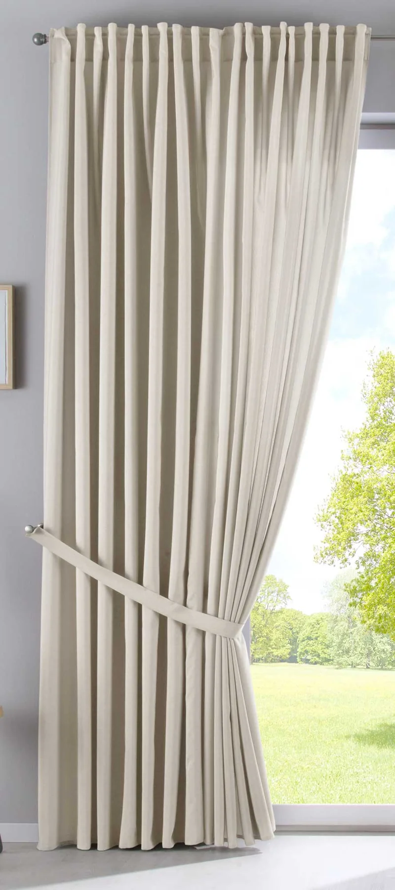 Vorhang Verdeckte Schlaufen Cationic »JENA« Blickdicht Leinen Optik Gardine Meliert Gardinenband mit Raffhalter 2019037