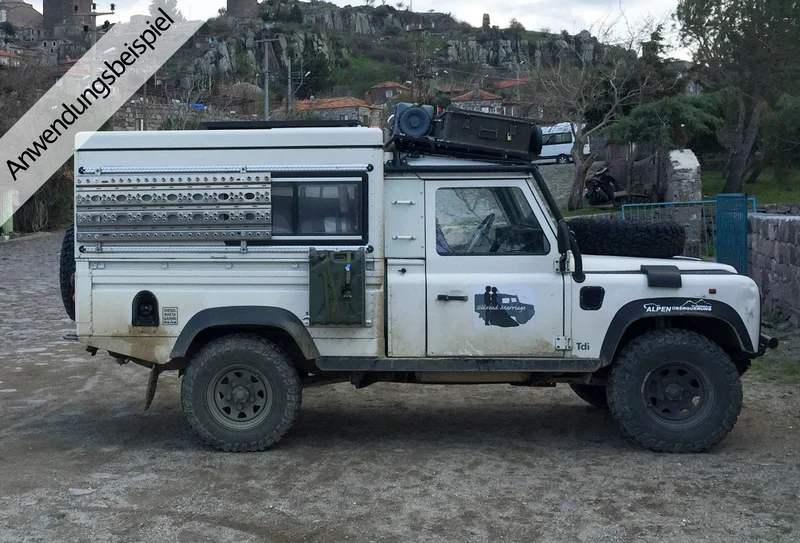 SET für Land Rover 110 Hardtop 2x Airlineschiene schwarz Halbrund 2m