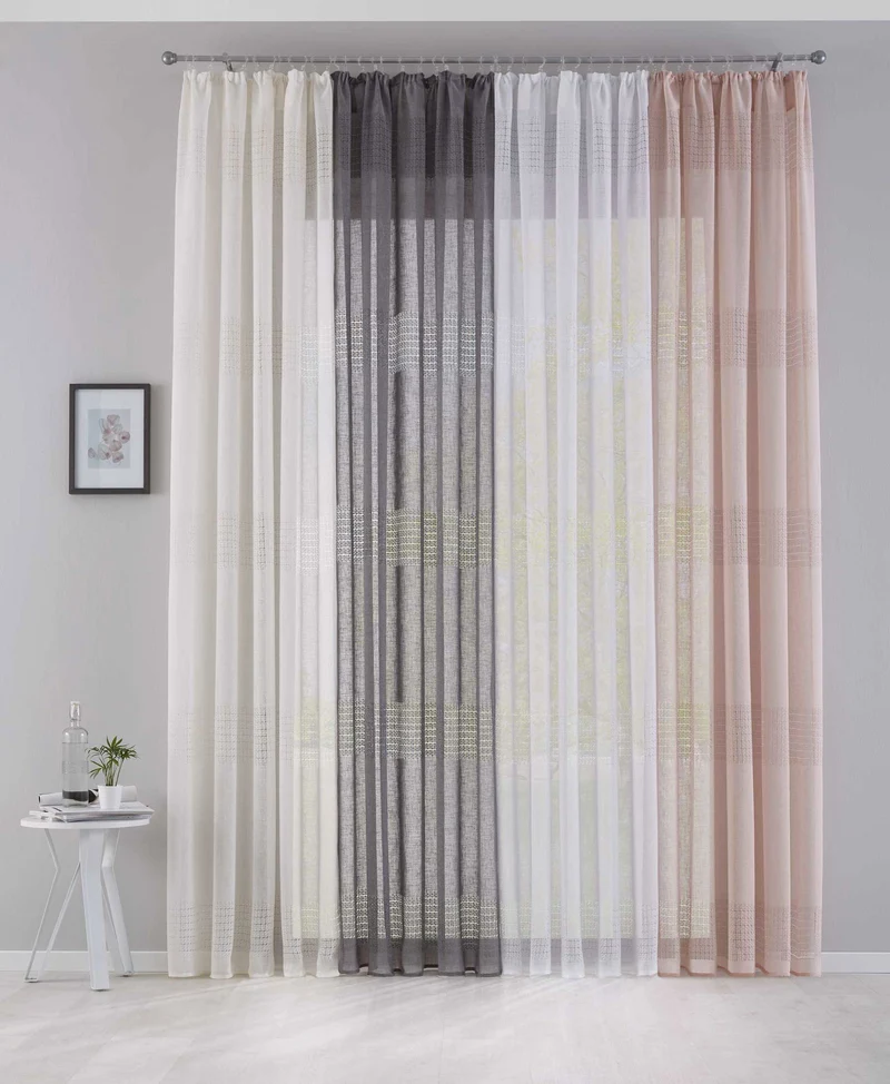 2er Set Gardinen Voile »Sanremo« Landhaus-Stil Querstreifen Leinen Häkel Optik Netzstruktur verdeckte Schlaufen Gardinenband 20190340-2otto