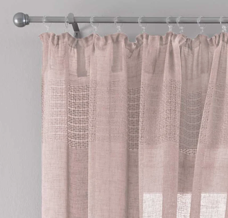 2er Set Gardinen Voile »Sanremo« Landhaus-Stil Querstreifen Leinen Häkel Optik Netzstruktur verdeckte Schlaufen Gardinenband 20190340-2otto