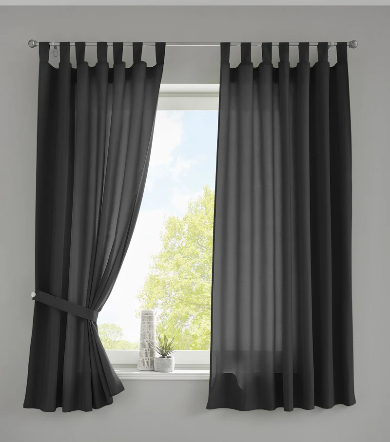 2er Set Vorhänge Schal Schlaufen »Berlin« Microsatin Lichtdurchlässig Kräuselband Uni Matt 20400N2