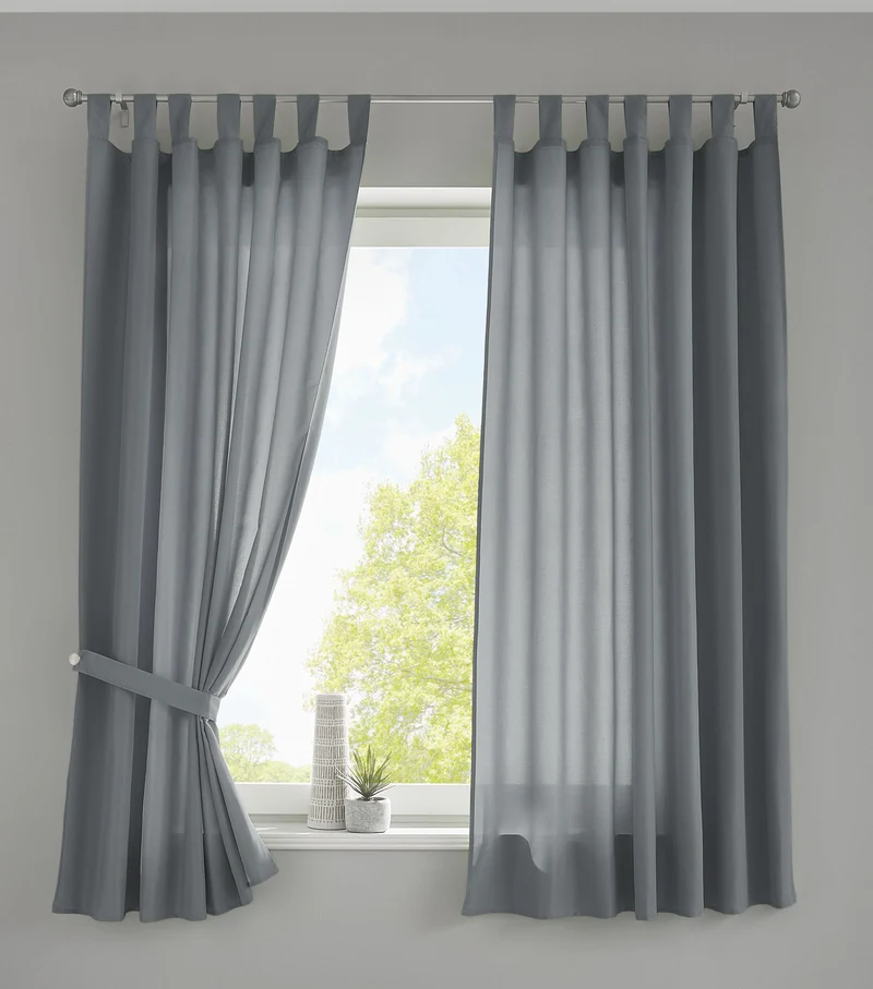 2er Set Vorhänge Schal Schlaufen »Berlin« Microsatin Lichtdurchlässig Kräuselband Uni Matt 20400N2