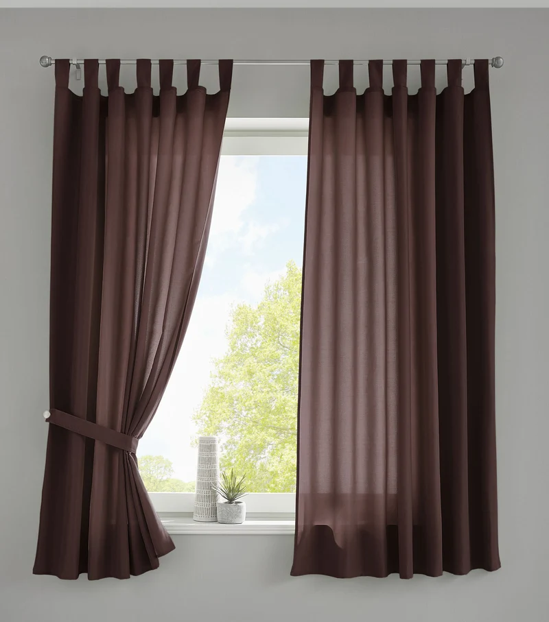 2er Set Vorhänge Schal Schlaufen »Berlin« Microsatin Lichtdurchlässig Kräuselband Uni Matt 20400N2