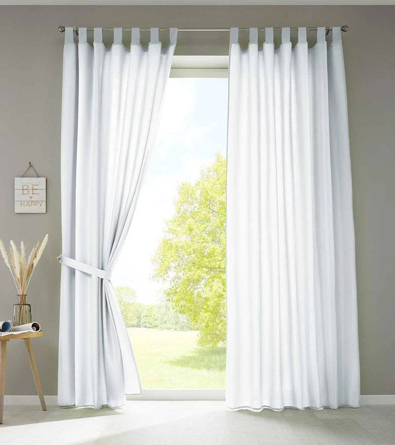 2er Set Vorhänge Schal Schlaufen »Berlin« Microsatin Lichtdurchlässig Kräuselband Uni Matt 20400N2