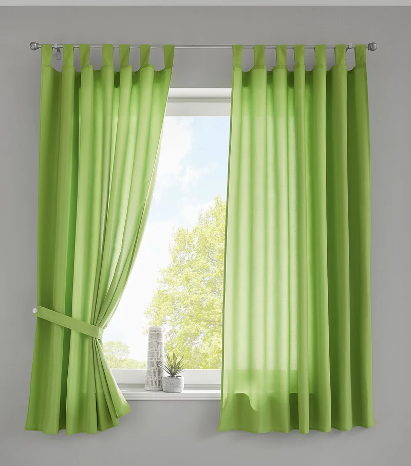2er Set Vorhänge Schal Schlaufen »Berlin« Microsatin Lichtdurchlässig Kräuselband Uni Matt 20400N2
