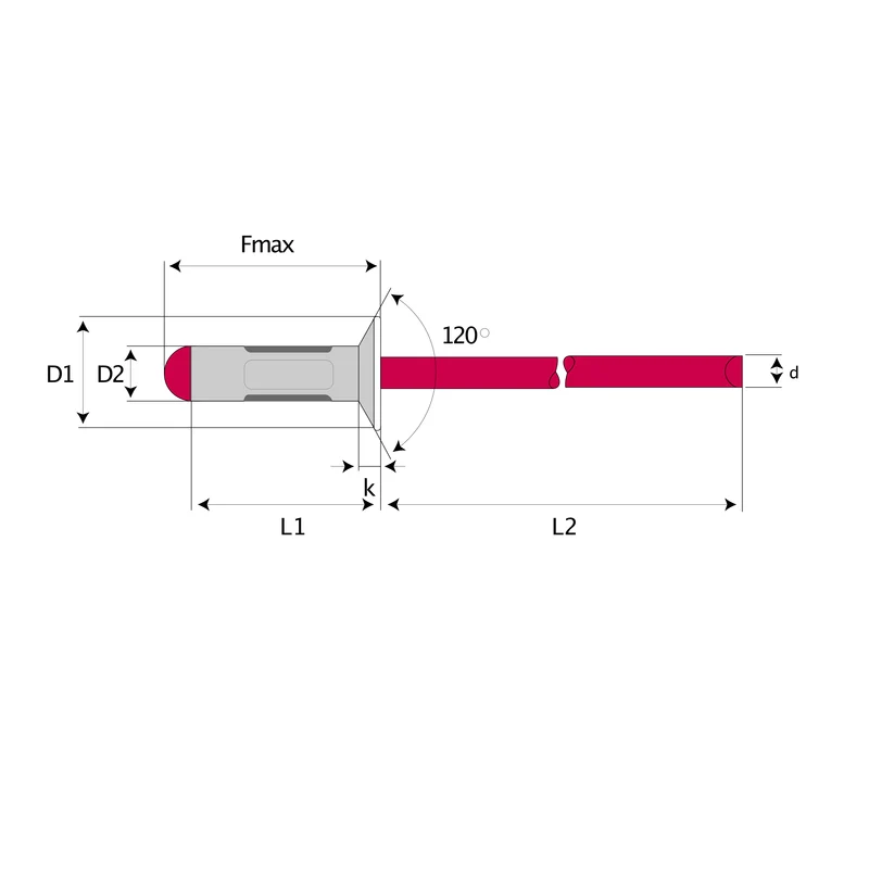 10 STK Mehrbereich Senkkopfnieten 4,6 x 12mm rostfrei