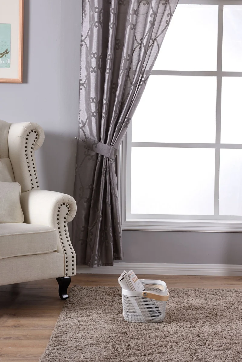 Vorhang Wildseide Optik blickdicht Flockfasern Deko gemustert, blickdicht mit verdecktem Schlaufenband 20200-20210