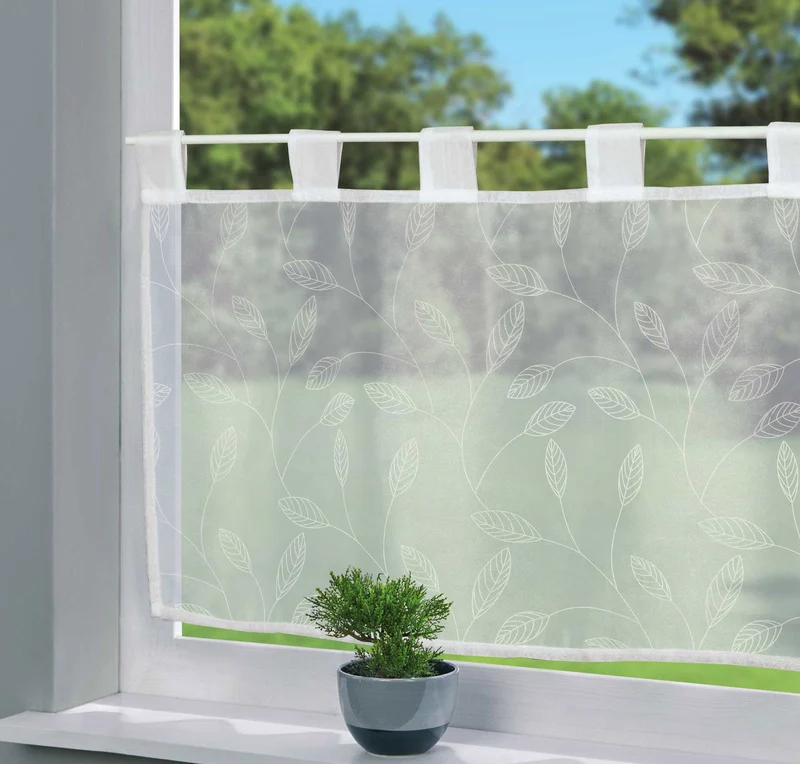 Scheibengardine Voile »Ulm« Ausbrenner Bedruckt Sichtschutz Transparent Küchenfenster 202071