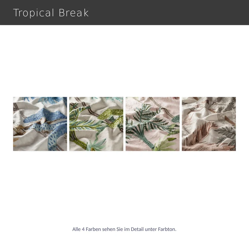 Tropical Break – exklusiver Vorhang nach Maß aus Leinen mit Palmen-Stickerei in Naturtönen