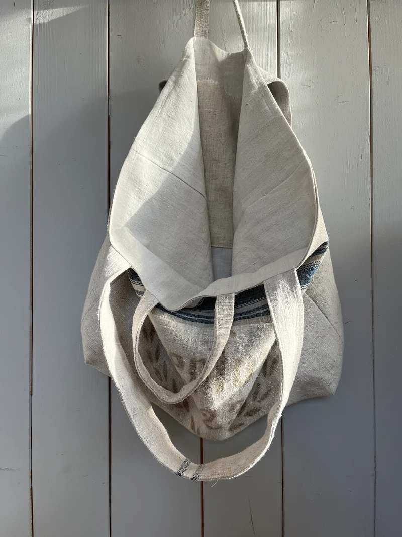 1923: große Tasche aus sehr altem Leinensack