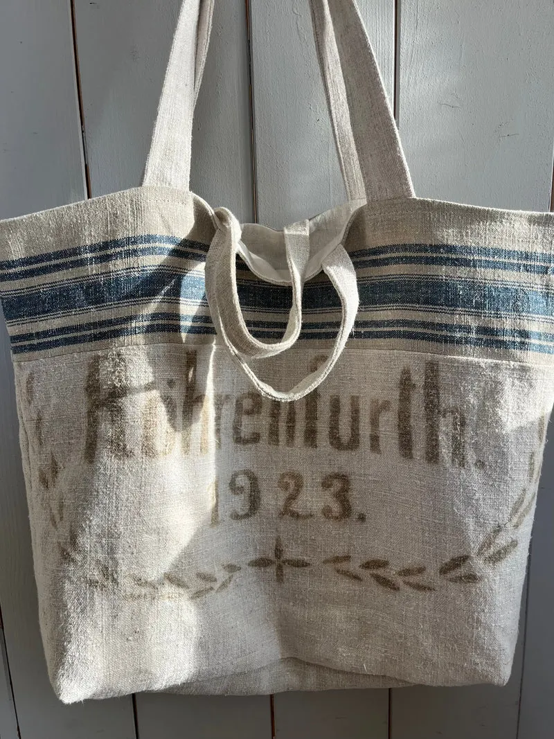 1923: große Tasche aus sehr altem Leinensack
