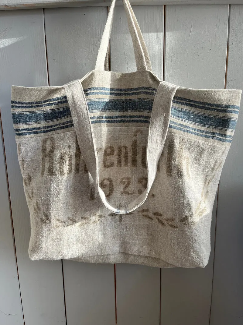 1923: große Tasche aus sehr altem Leinensack