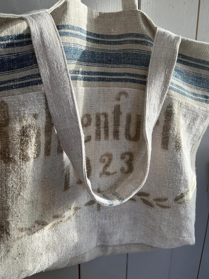 1923: große Tasche aus sehr altem Leinensack