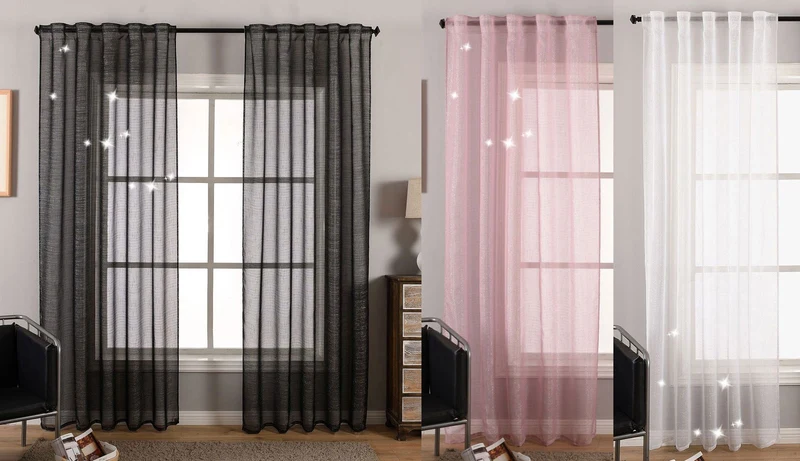 Gardine Vorhang Schal Transparent verdeckte Schlaufen Lurex Garn glänzend (Höhe x Breite cm) 204772