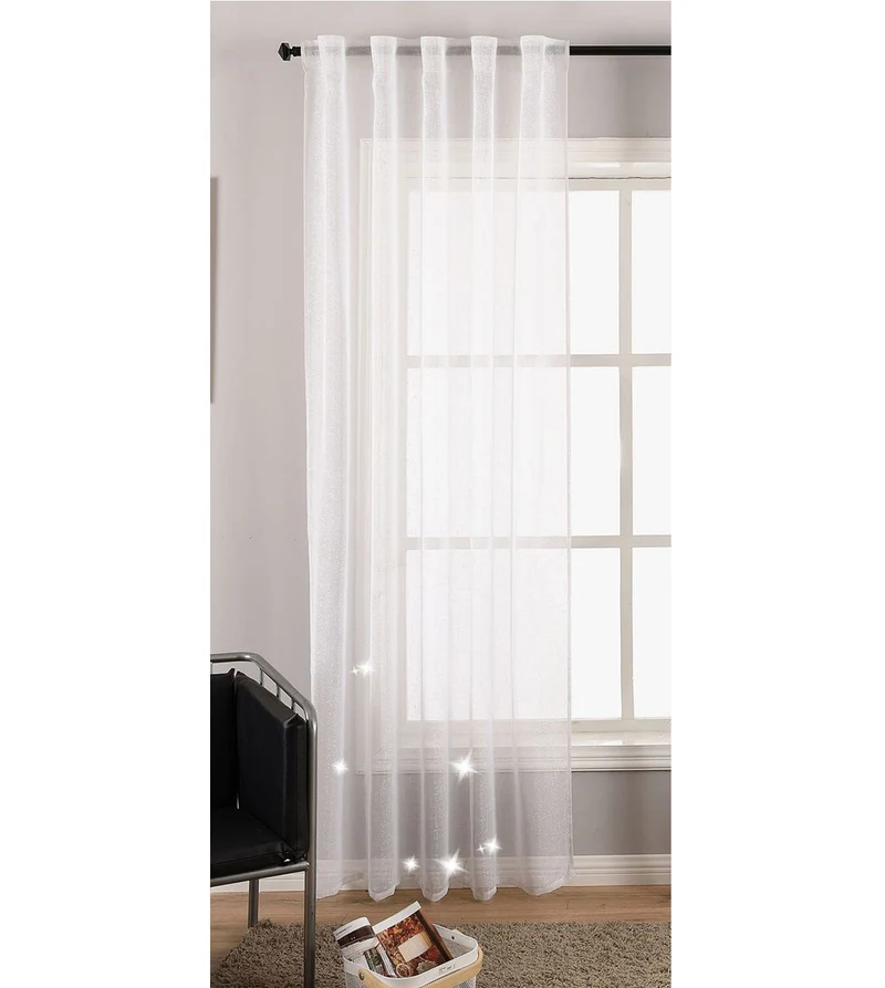Gardine Vorhang Schal Transparent verdeckte Schlaufen Lurex Garn glänzend (Höhe x Breite cm) 204772