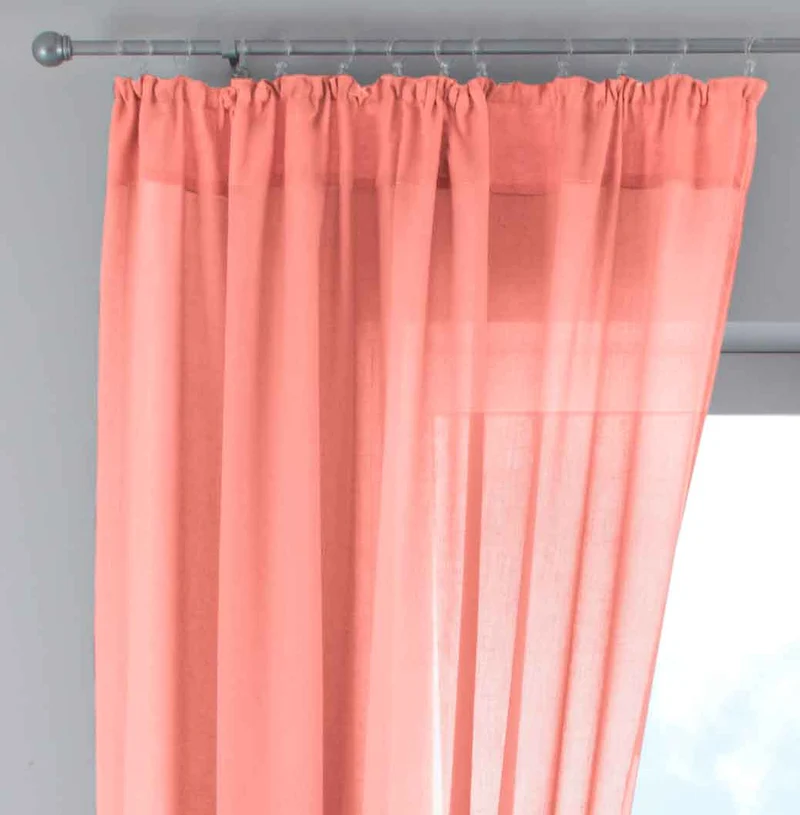 2er Set Gardinen »Nizza« Baumwoll-Voile Halbvoile Transparent Stores mit Gardinenband und Tuneldurchzug 2019031-2