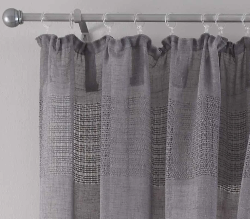2er Set Gardinen Voile »Sanremo« Landhaus-Stil Querstreifen Leinen Häkel Optik Netzstruktur verdeckte Schlaufen Gardinenband 20190340-2