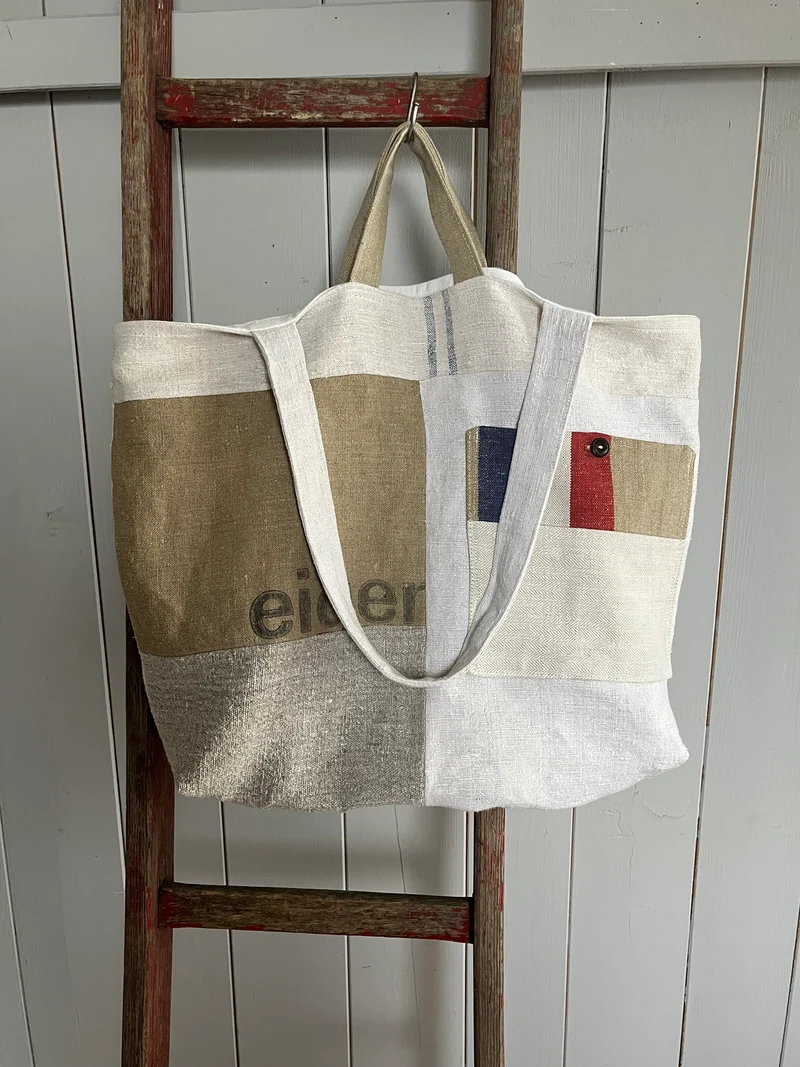 Very Vintage: große Tasche aus altem Leinen