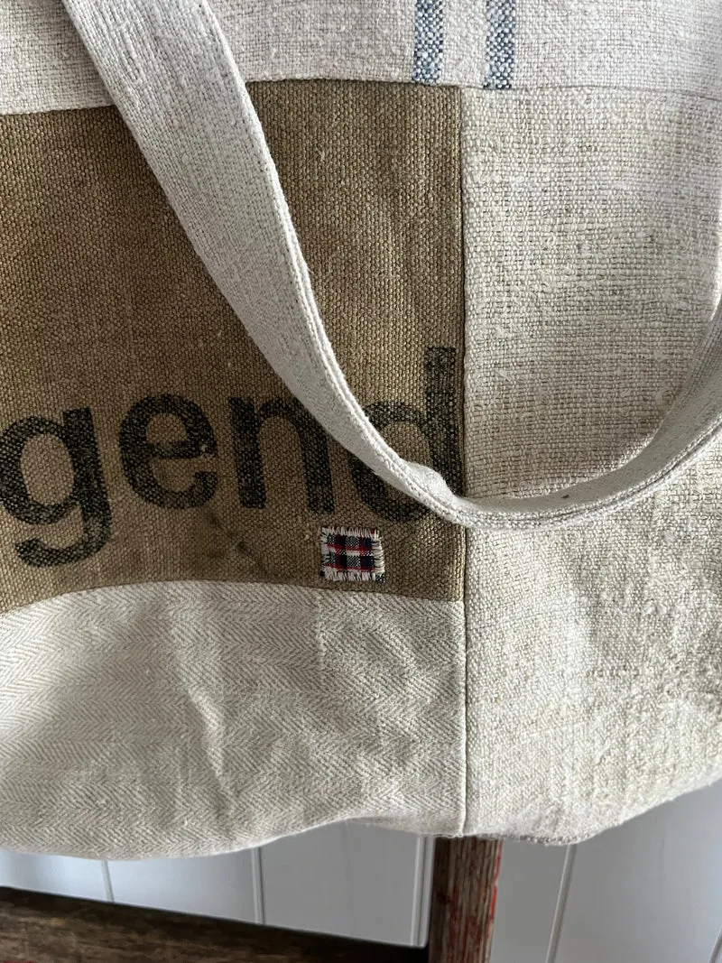 Very Vintage: große Tasche aus altem Leinen