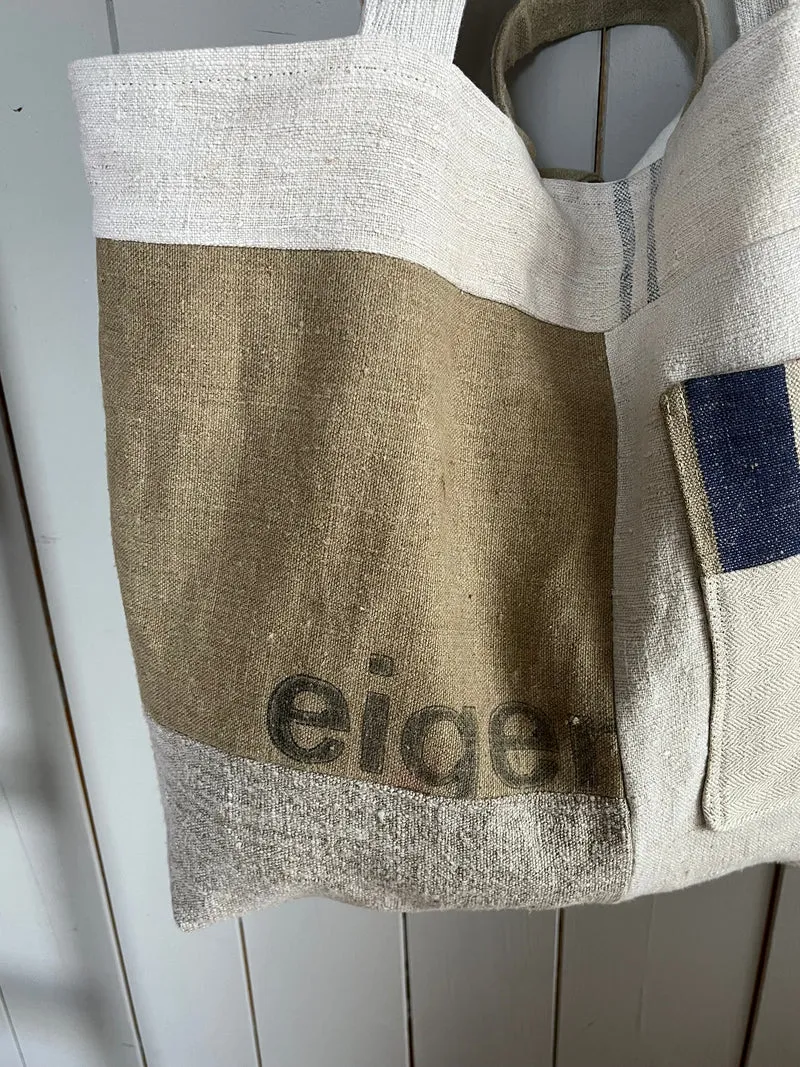 Very Vintage: große Tasche aus altem Leinen