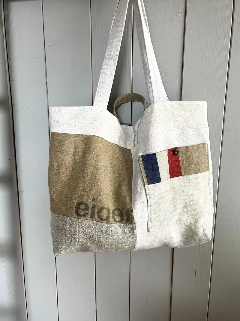 Very Vintage: große Tasche aus altem Leinen