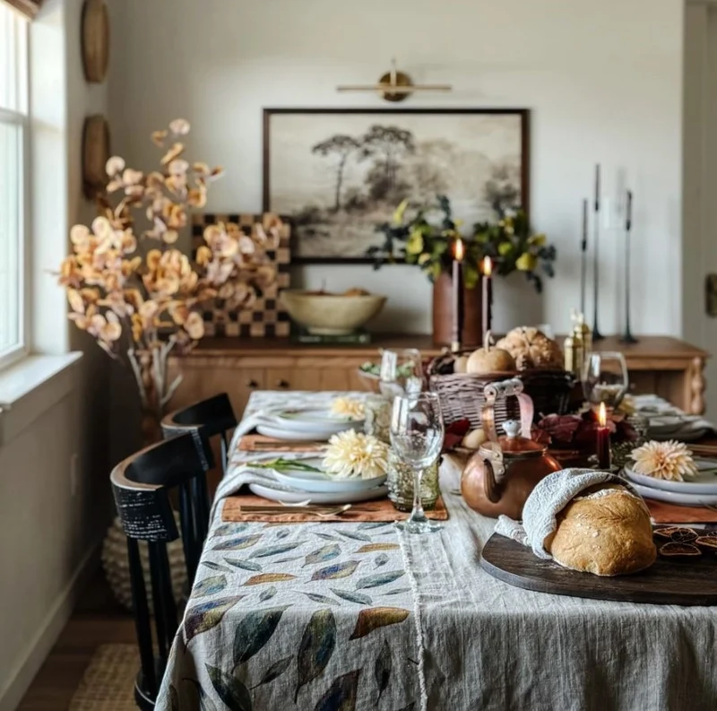 Leinen-Tischdecke GOLDENER HERBST