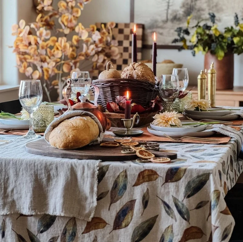 Leinen-Tischdecke GOLDENER HERBST