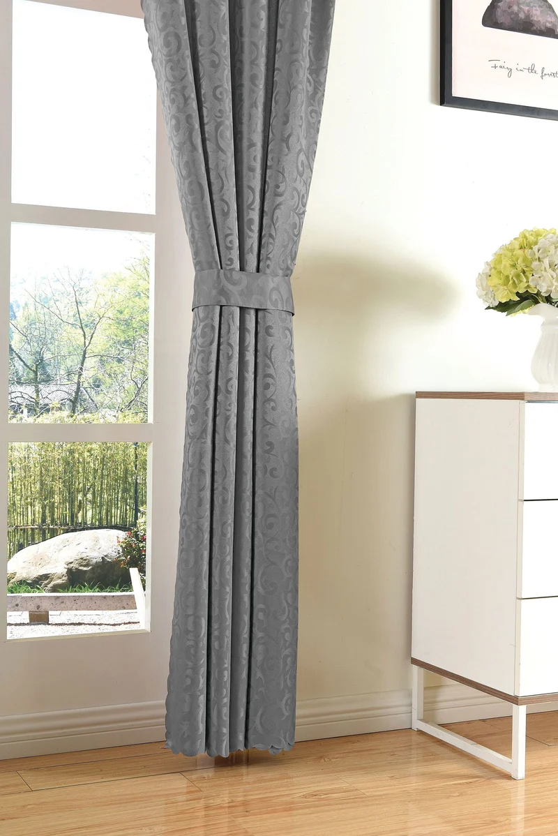 Halley Damast Gardinen Set, 5 Teile, eingenähtes Kräuselband bewährte Jacquard Qualität, blickdicht 20108