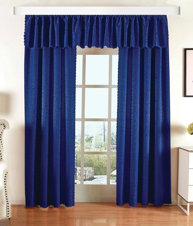 Halley Damast Gardinen Set, 5 Teile, eingenähtes Kräuselband bewährte Jacquard Qualität, blickdicht 20108